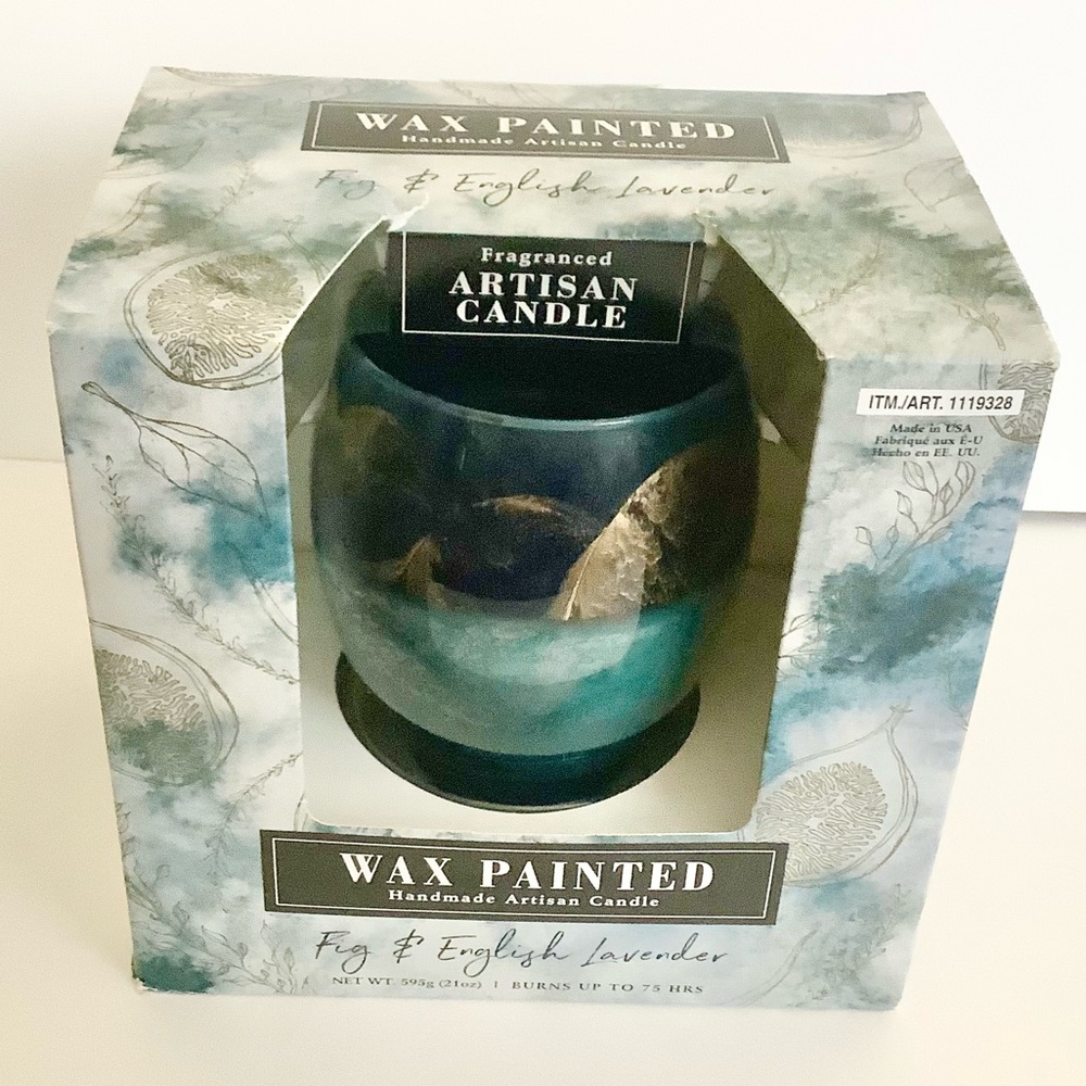 Artisan Handmade Fragranced Wax Painted Candle in Glass Fig & English Lavender